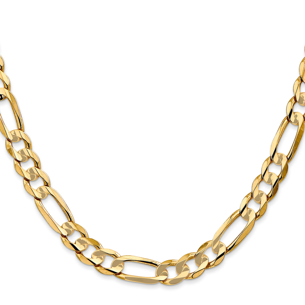 14K 28 inch 6.75mm Concave Open Figaro with Lobster Clasp Chain