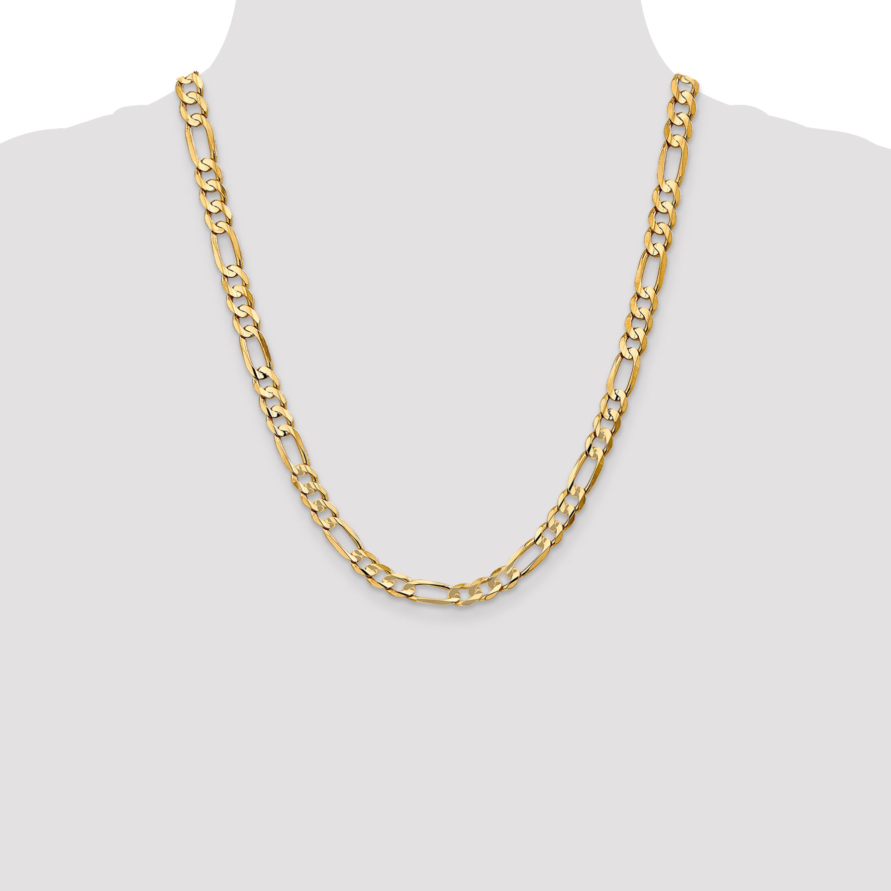 14K 22 inch 6.75mm Concave Open Figaro with Lobster Clasp Chain