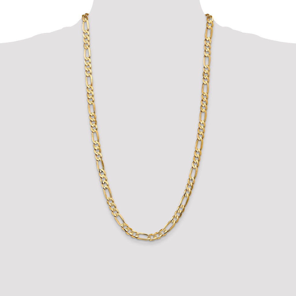 14K 28 inch 6.75mm Concave Open Figaro with Lobster Clasp Chain