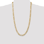 14K 28 inch 6.75mm Concave Open Figaro with Lobster Clasp Chain
