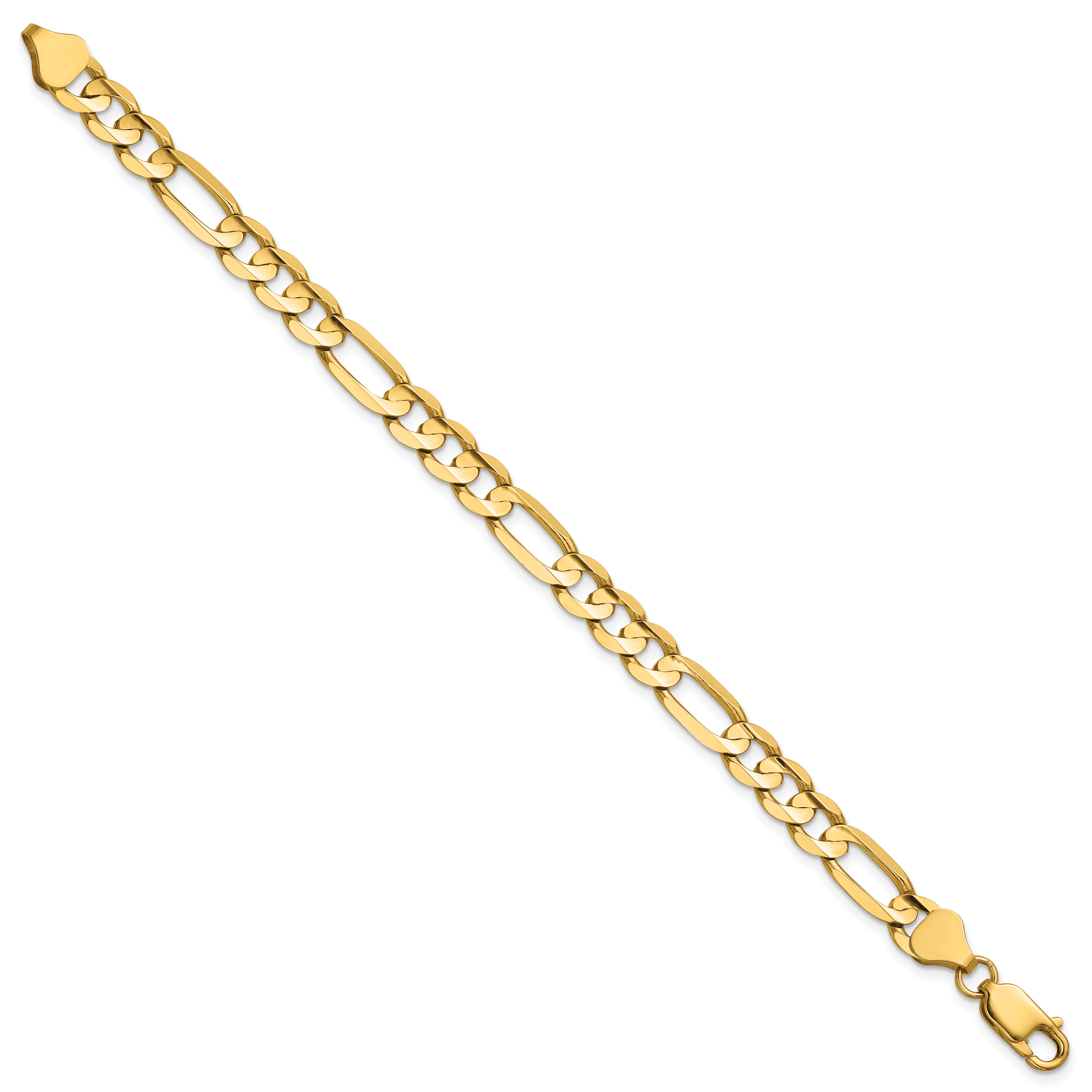14K 7 inch 6.75mm Concave Open Figaro with Lobster Clasp Bracelet Secondary image