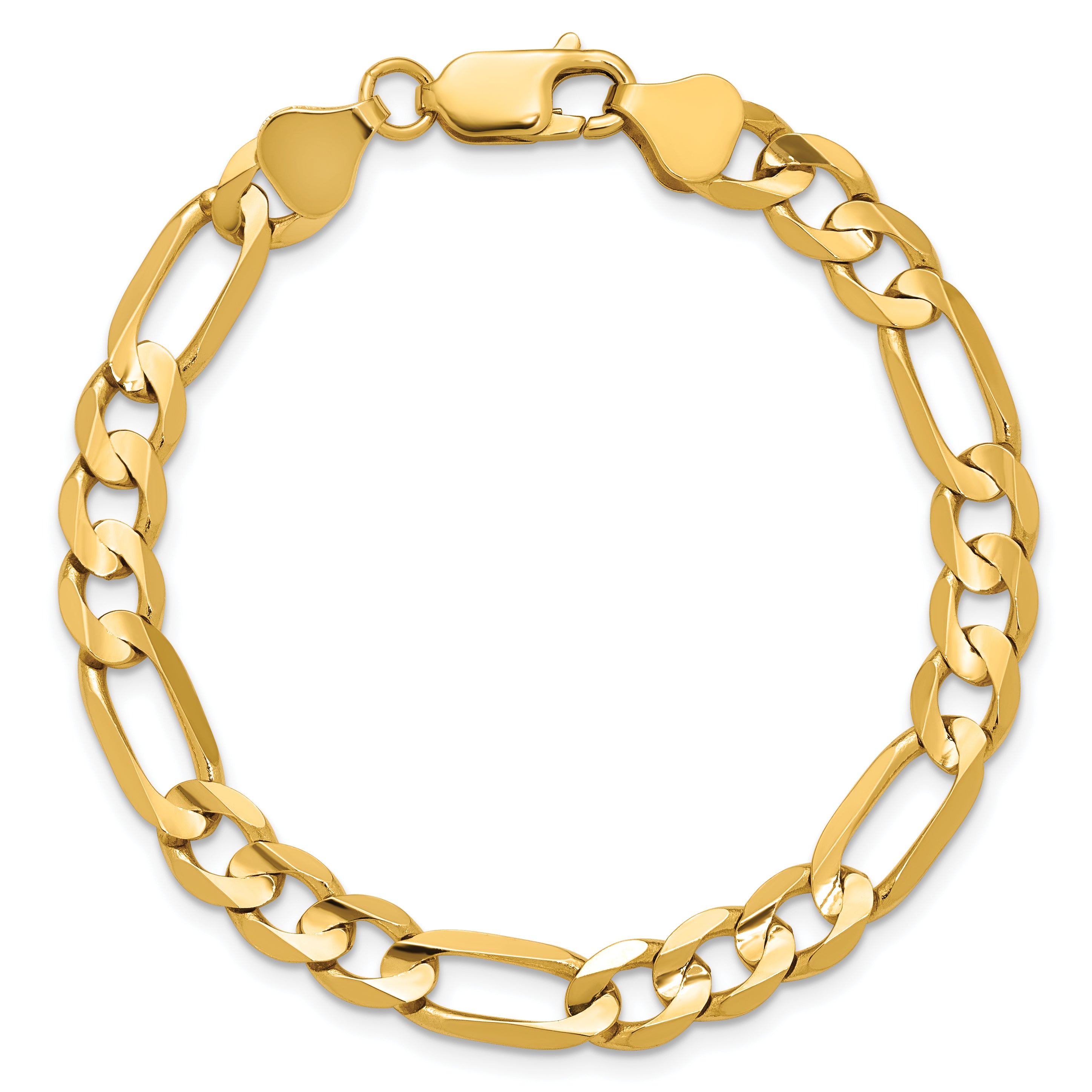 14K 9 inch 6.75mm Concave Open Figaro with Lobster Clasp Chain