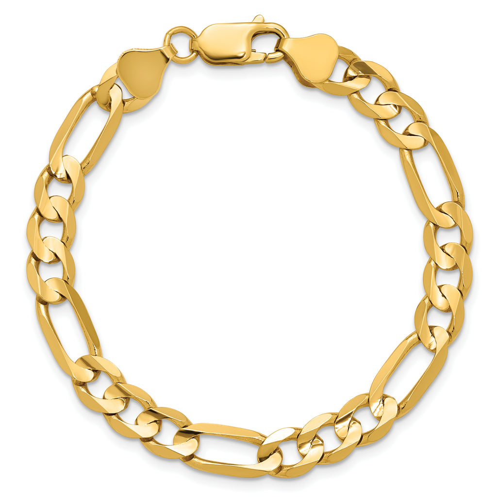 14K 9 inch 6.75mm Concave Open Figaro with Lobster Clasp Chain