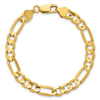 14K 9 inch 6.75mm Concave Open Figaro with Lobster Clasp Chain