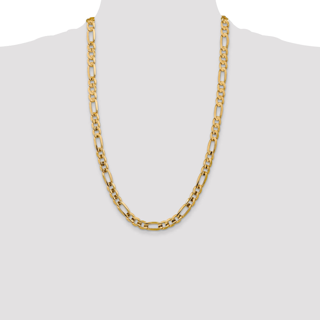 14K 7.5mm Concave Open Figaro with Lobster Clasp Chain