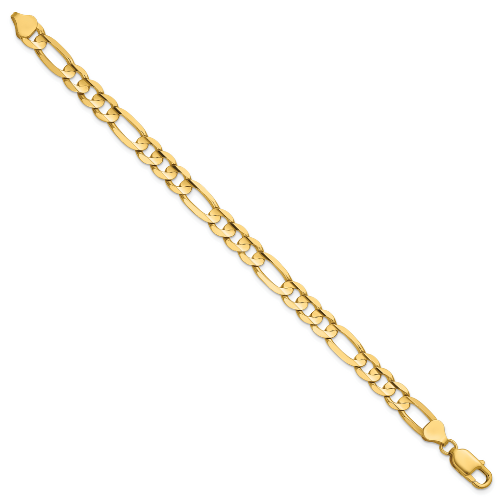 14K 7.5mm Concave Open Figaro with Lobster Clasp Chain