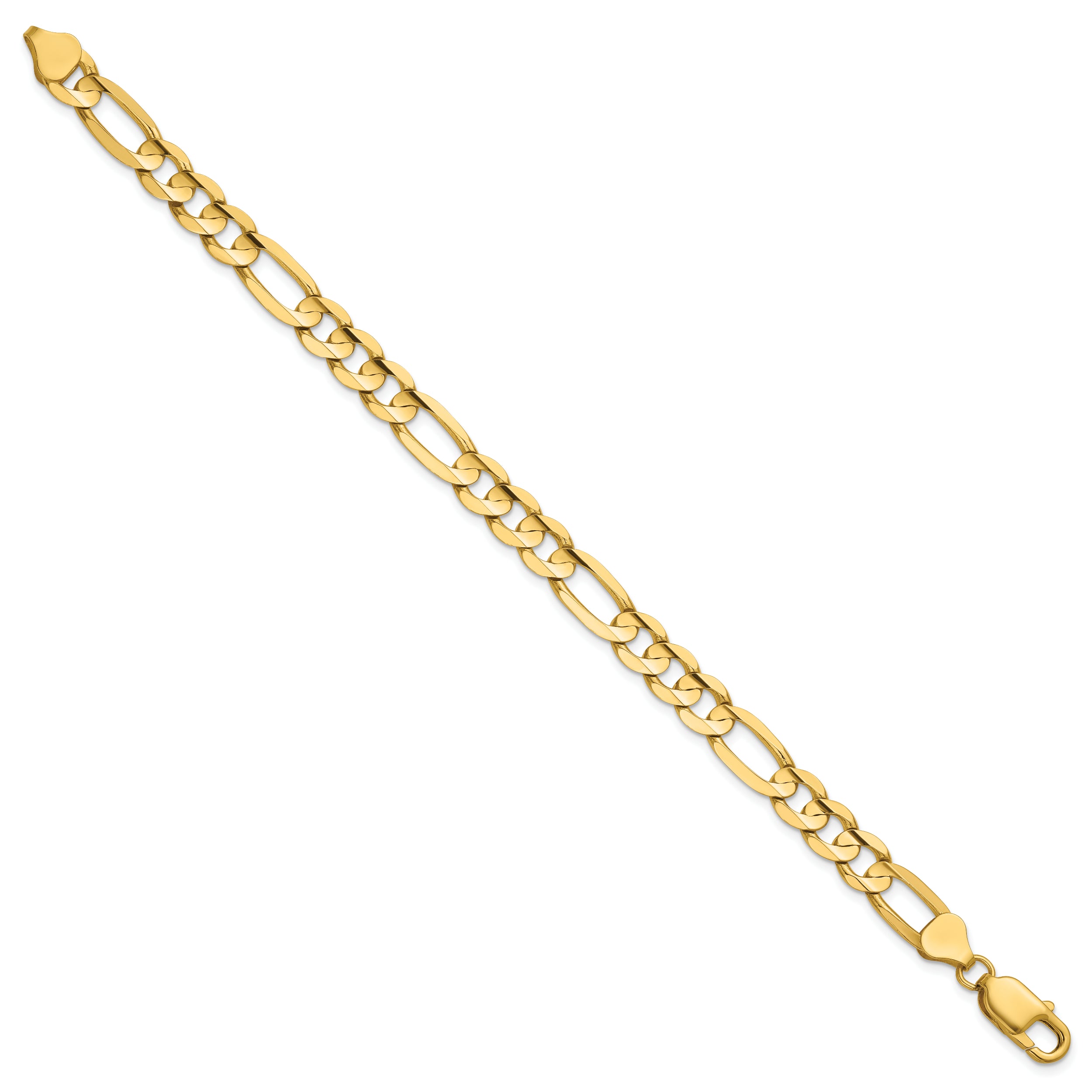 14K 9 inch 7.5mm Concave Open Figaro with Lobster Clasp Chain