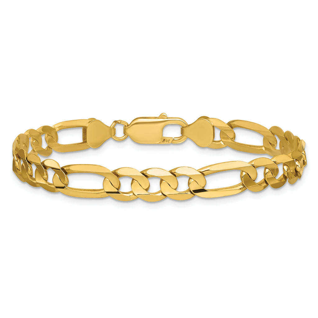 14K 7.5mm Concave Open Figaro with Lobster Clasp Chain