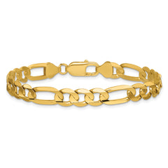 14K 9 inch 7.5mm Concave Open Figaro with Lobster Clasp Chain