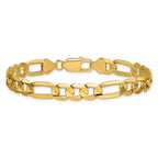 14K Yellow Gold Solid Figaro Chain Necklace 7.5mm