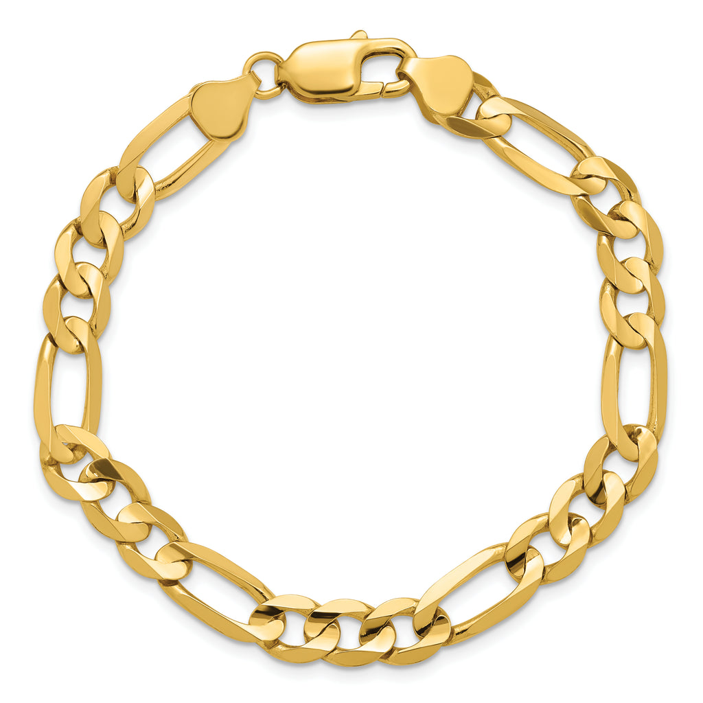14K Yellow Gold Solid Figaro Chain Necklace 7.5mm