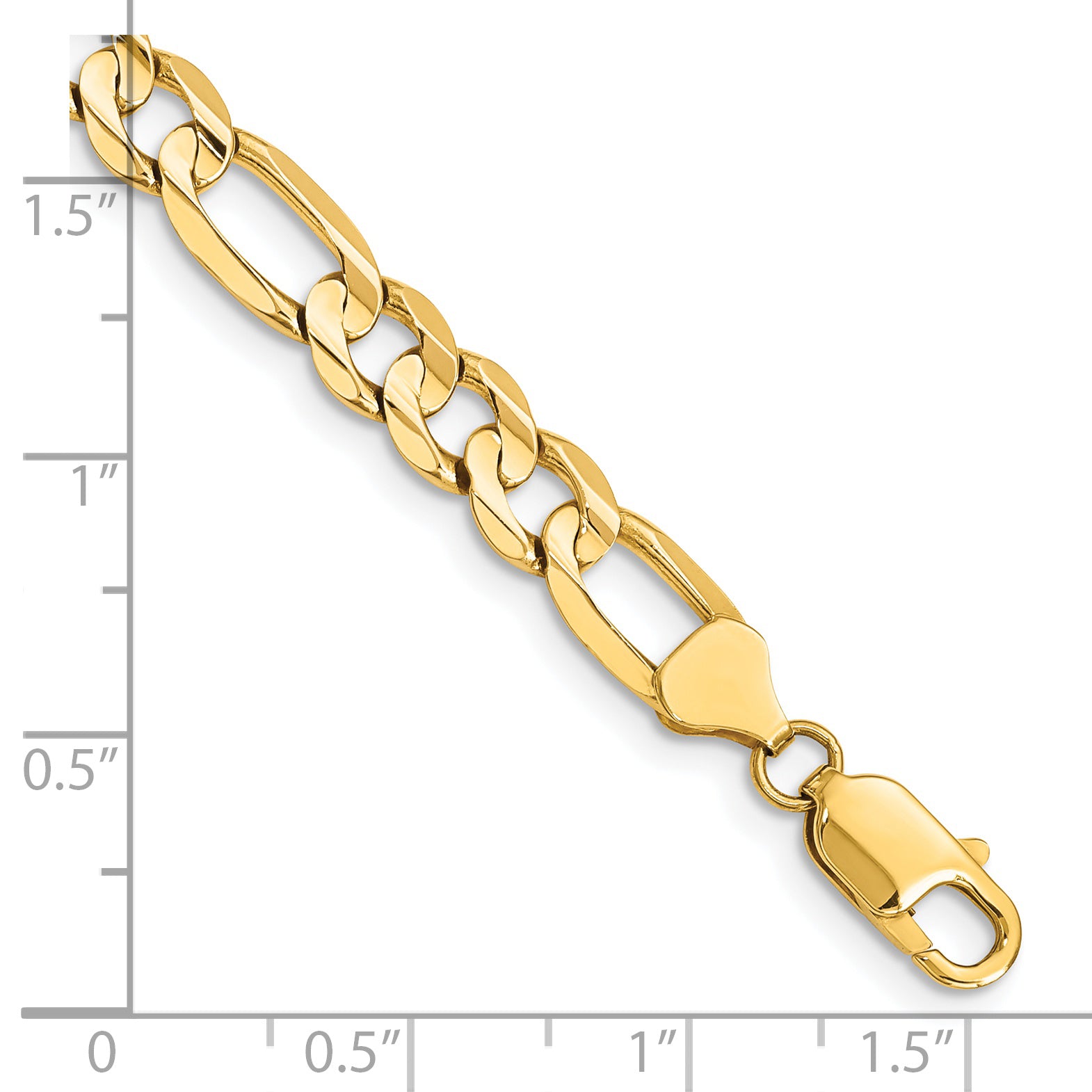 14K 9 inch 7.5mm Concave Open Figaro with Lobster Clasp Chain