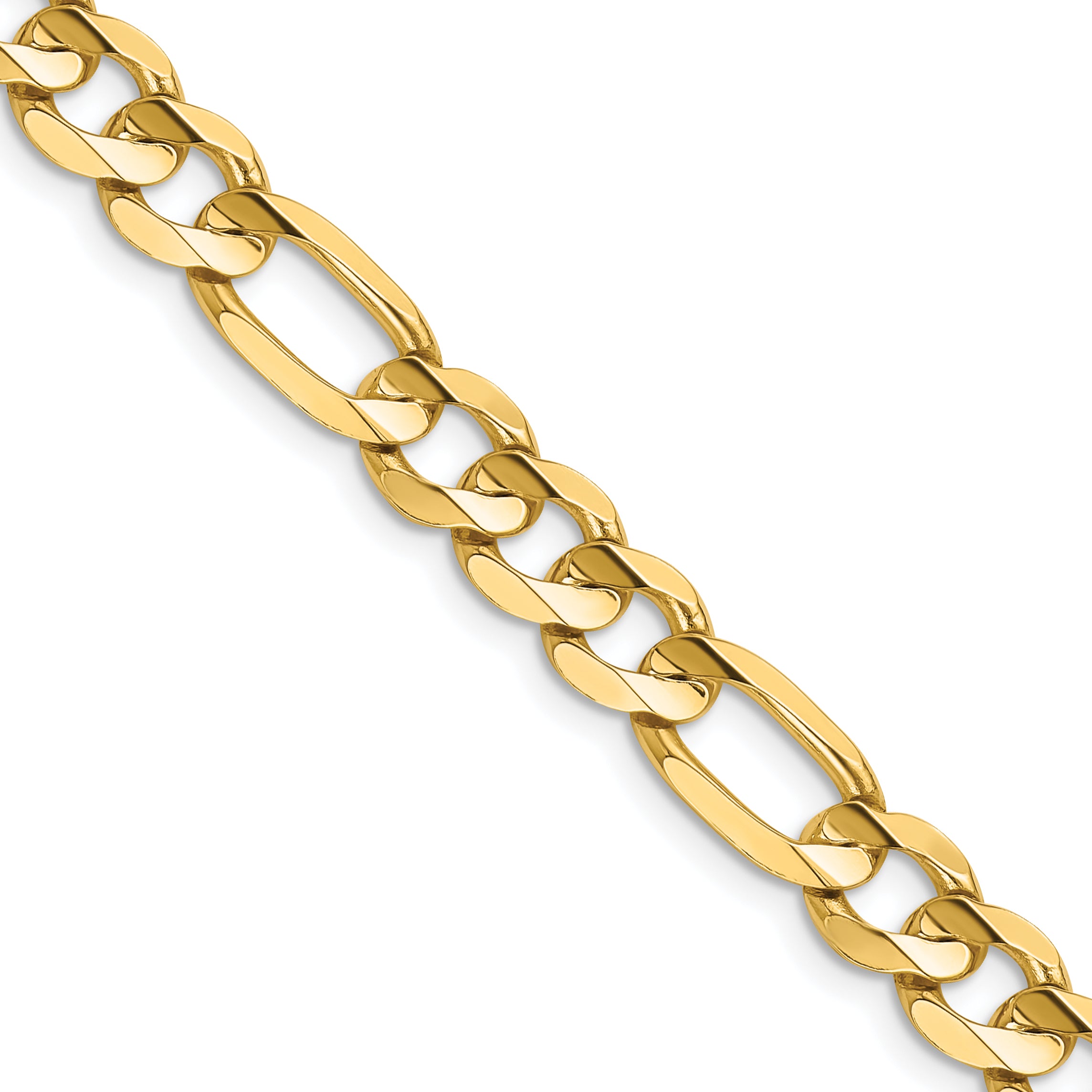 14K 28 inch 7.5mm Concave Open Figaro with Lobster Clasp Chain