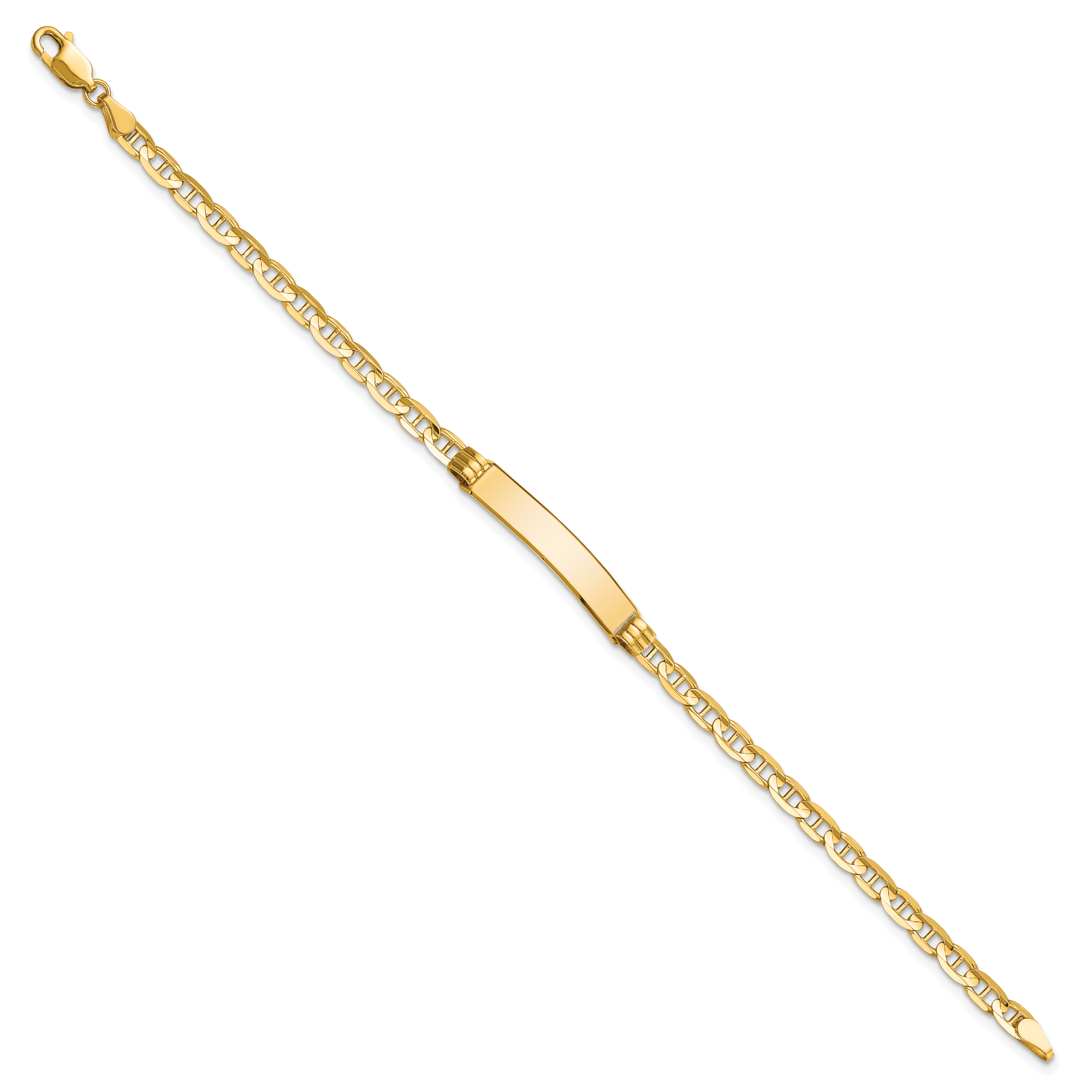 14k Polished Solid Chain/Solid Plate Anchor Link 24.5x4.5mm Plate 8 inch ID Bracelet