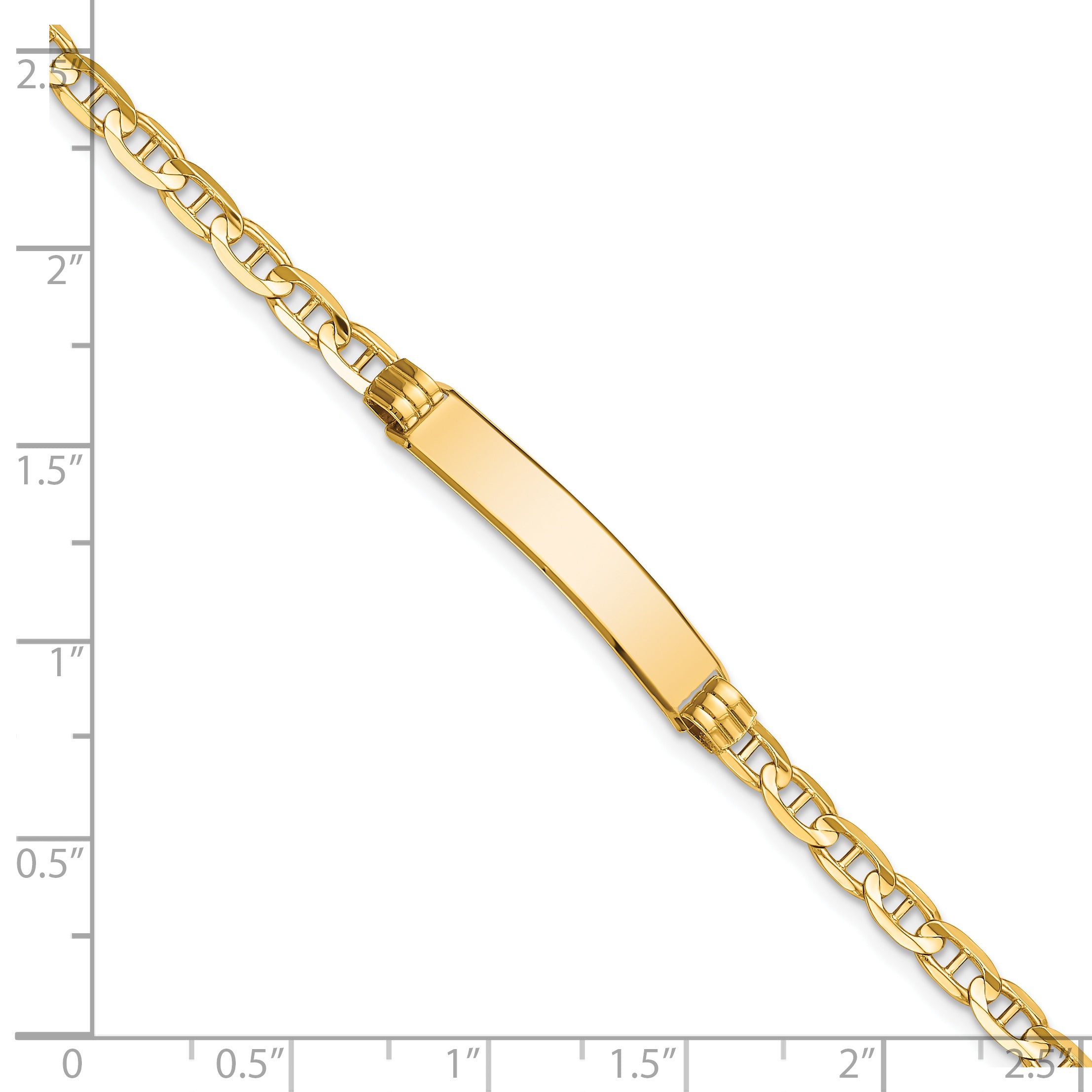 14k Polished Solid Chain/Solid Plate Anchor Link 24.5x4.5mm Plate 8 inch ID Bracelet
