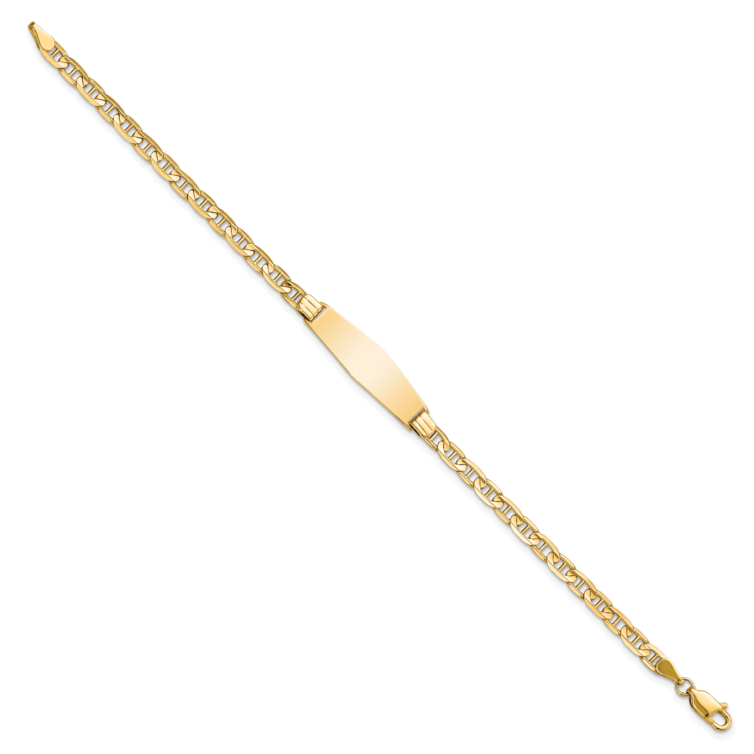 14k Polished Solid Chain/Solid Plate Anchor Link Soft Diamond Shape 24.5x7.5mm Plate 7 inch ID Bracelet Secondary image