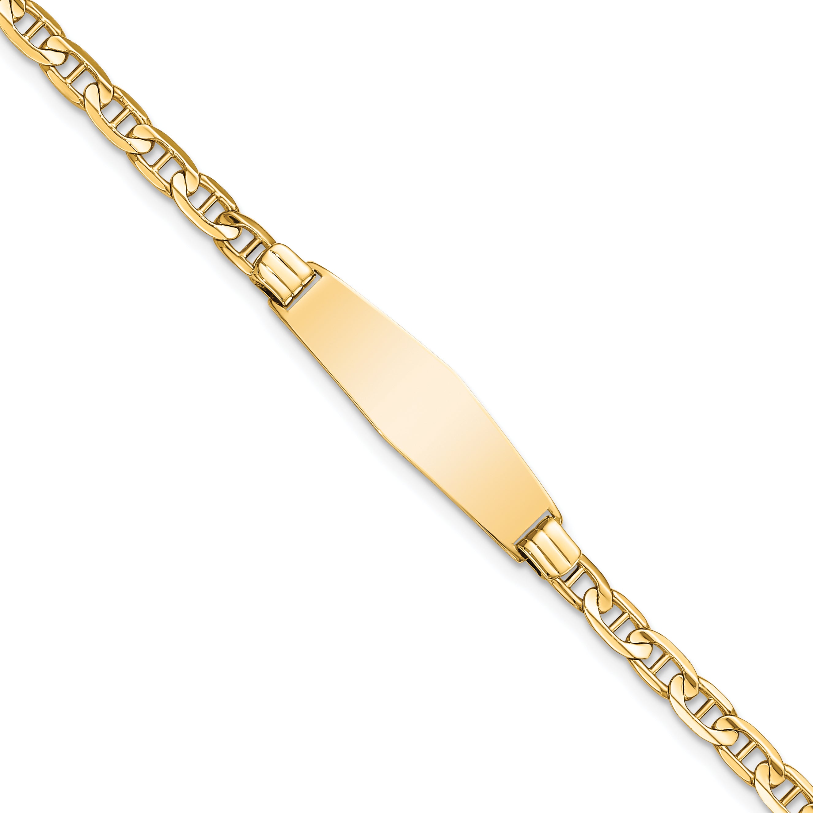 14k Polished Solid Chain/Solid Plate Anchor Link Soft Diamond Shape 24.5x7.5mm Plate 8 inch ID Bracelet Main image