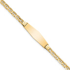 14k Polished Solid Chain/Solid Plate Anchor Link Soft Diamond Shape 24.5x7.5mm Plate 8 inch ID Bracelet