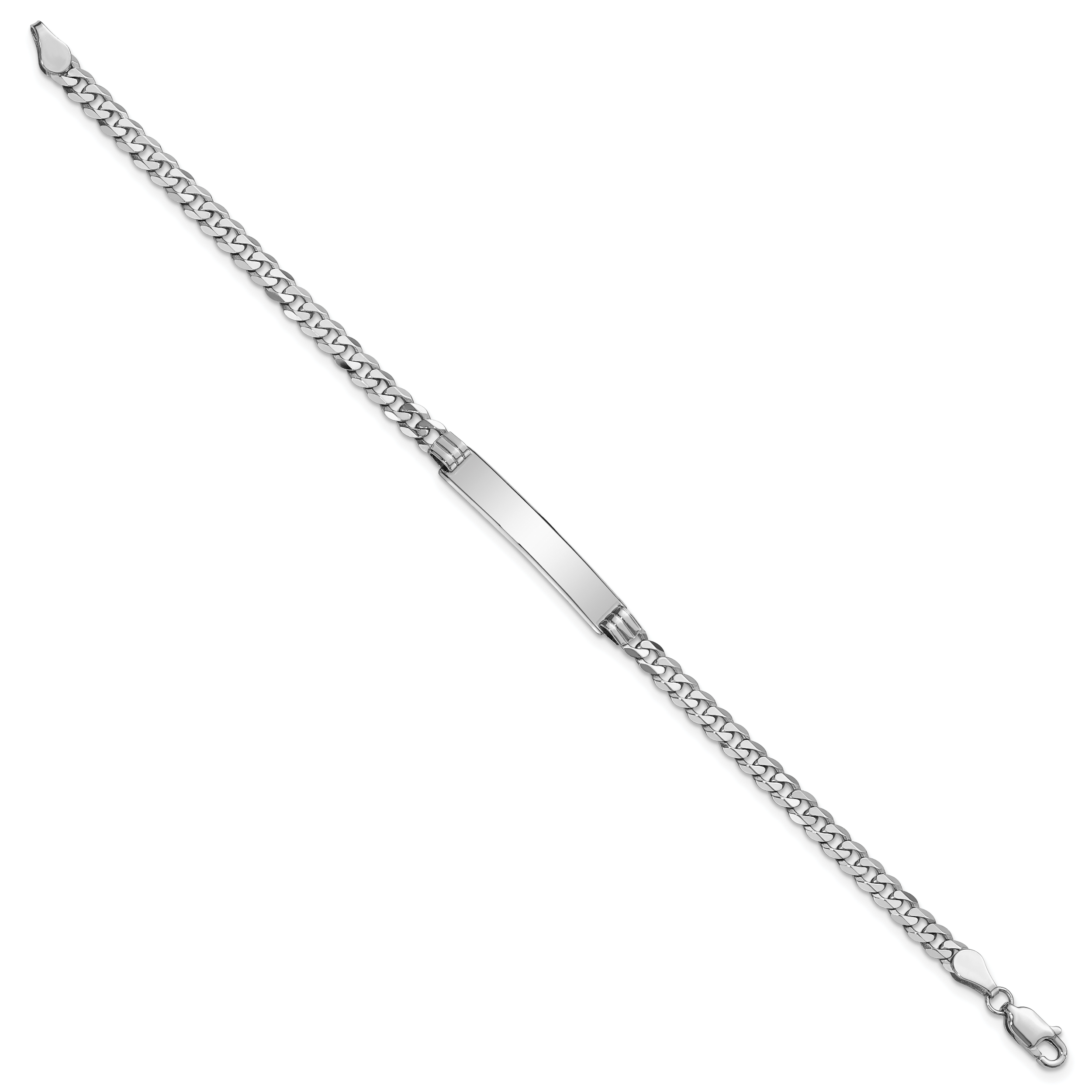 14k White Gold Polished Solid Chain/Solid Plate Flat Curb Link 25.5x5mm Plate 7 inch ID Bracelet Secondary image