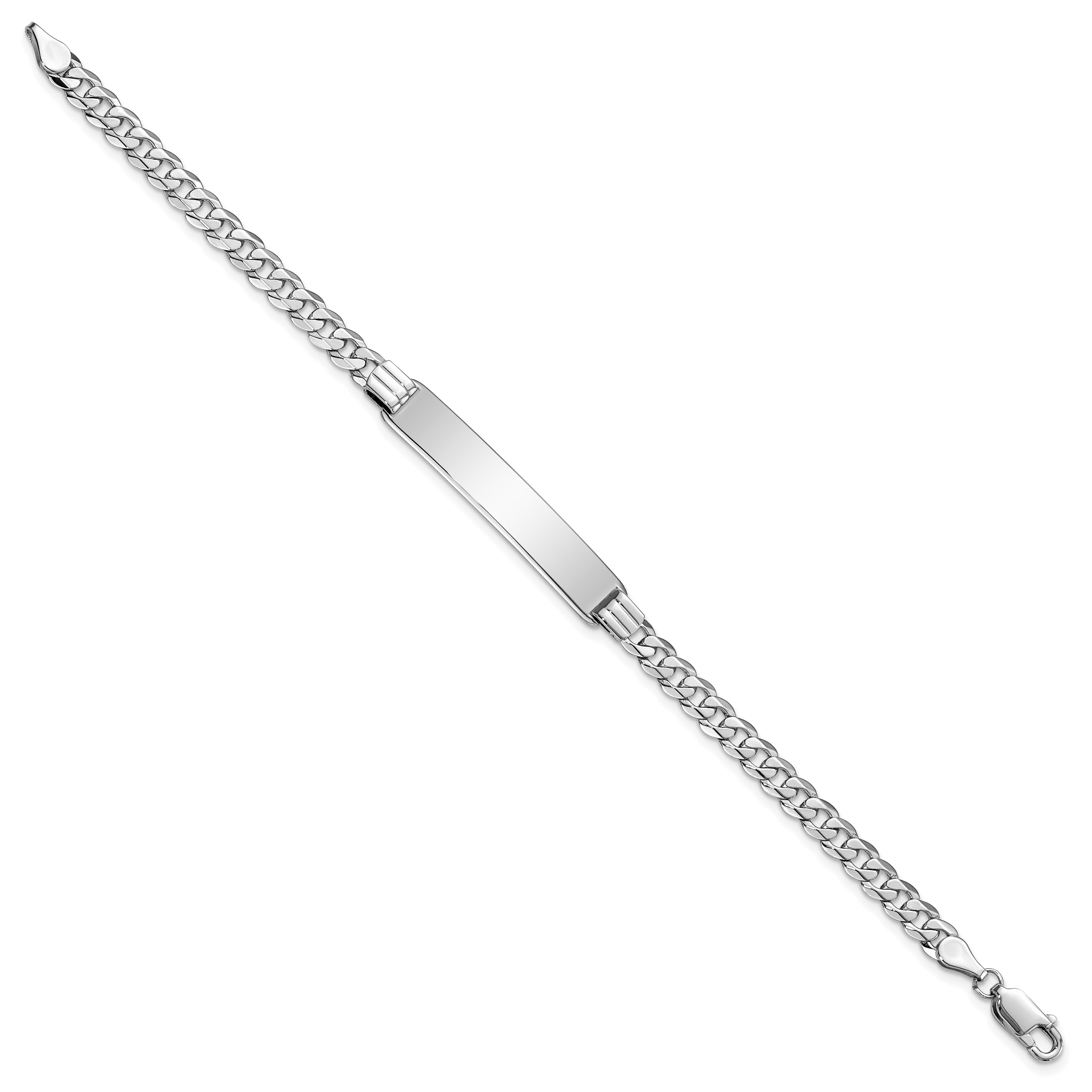 14K White Gold Solid Curb ID Bracelet 4.75mm Secondary image
