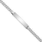 14k White Gold Polished Solid Chain/Solid Plate Flat Curb Link 33.5x7mm Plate ID Bracelet
