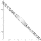 14k White Gold Polished Solid Chain/Solid Plate Anchor Link Soft Diamond Shape 25.5x7.5mm Plate ID Bracelet