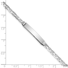 14k White Gold Polished Solid Chain/Solid Plate Anchor Link 25.5x4.8mm Plate 8 inch ID Bracelet