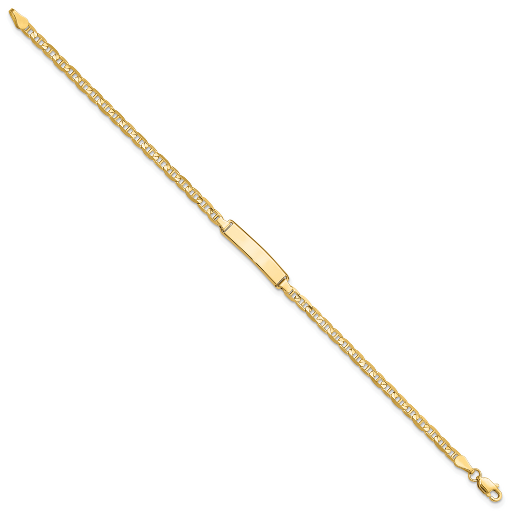 14k Polished Solid Chain/Solid Plate Anchor Link 19.5x4.5mm Plate 7 inch ID Bracelet