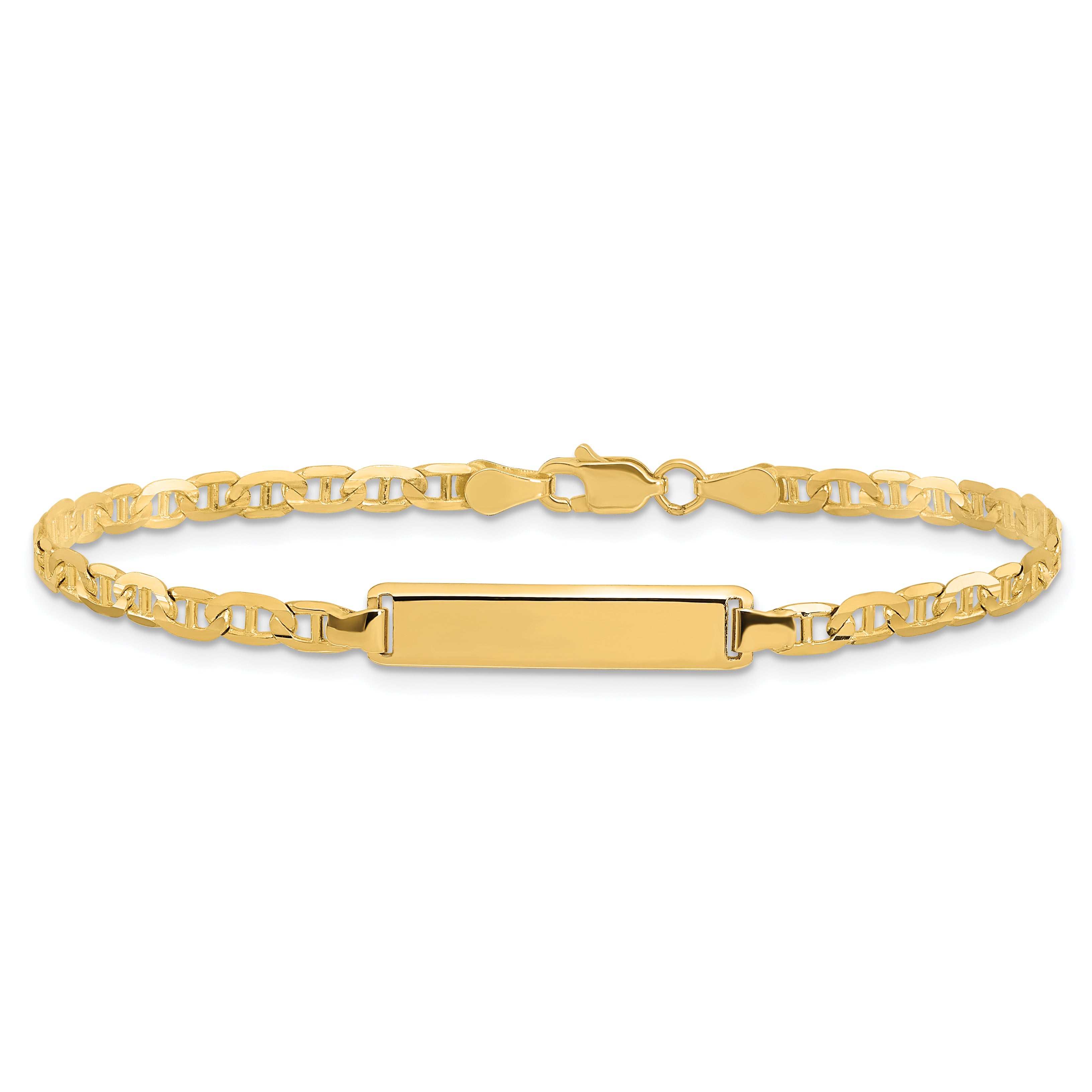 14k Polished Solid Chain/Solid Plate Anchor Link 19.5x4.5mm Plate 7 inch ID Bracelet