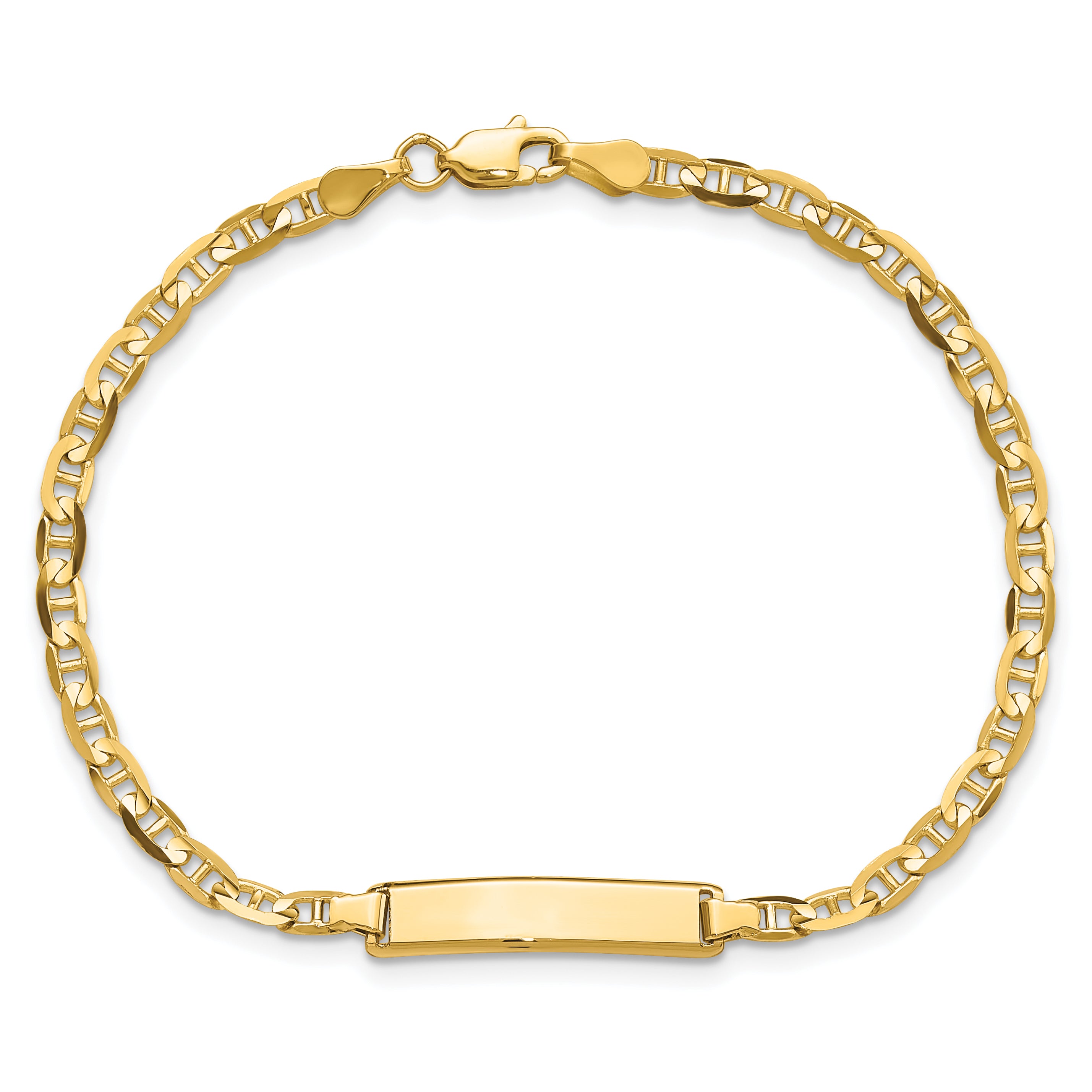 14k Polished Solid Chain/Solid Plate Anchor Link 19.5x4.5mm Plate 7 inch ID Bracelet