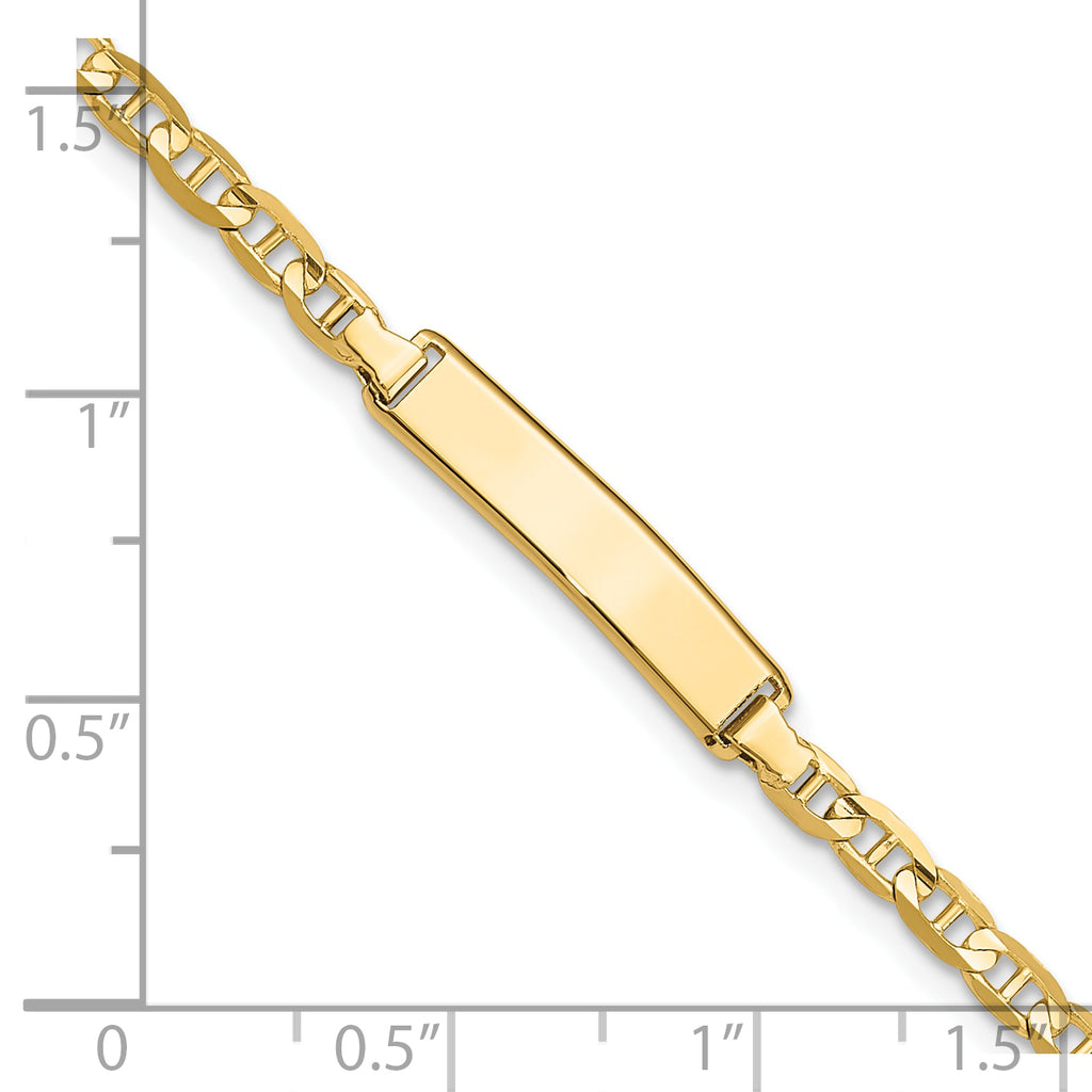 14k Polished Solid Chain/Solid Plate Anchor Link 19.5x4.5mm Plate 7 inch ID Bracelet