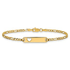 Center-Aligned Heart Plate ID Bracelet in 14K Yellow Gold, 7 Inch - Sophia Jewelers