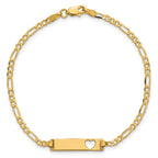 Center-Aligned Heart Plate ID Bracelet in 14K Yellow Gold, 7 Inch - Sophia Jewelers