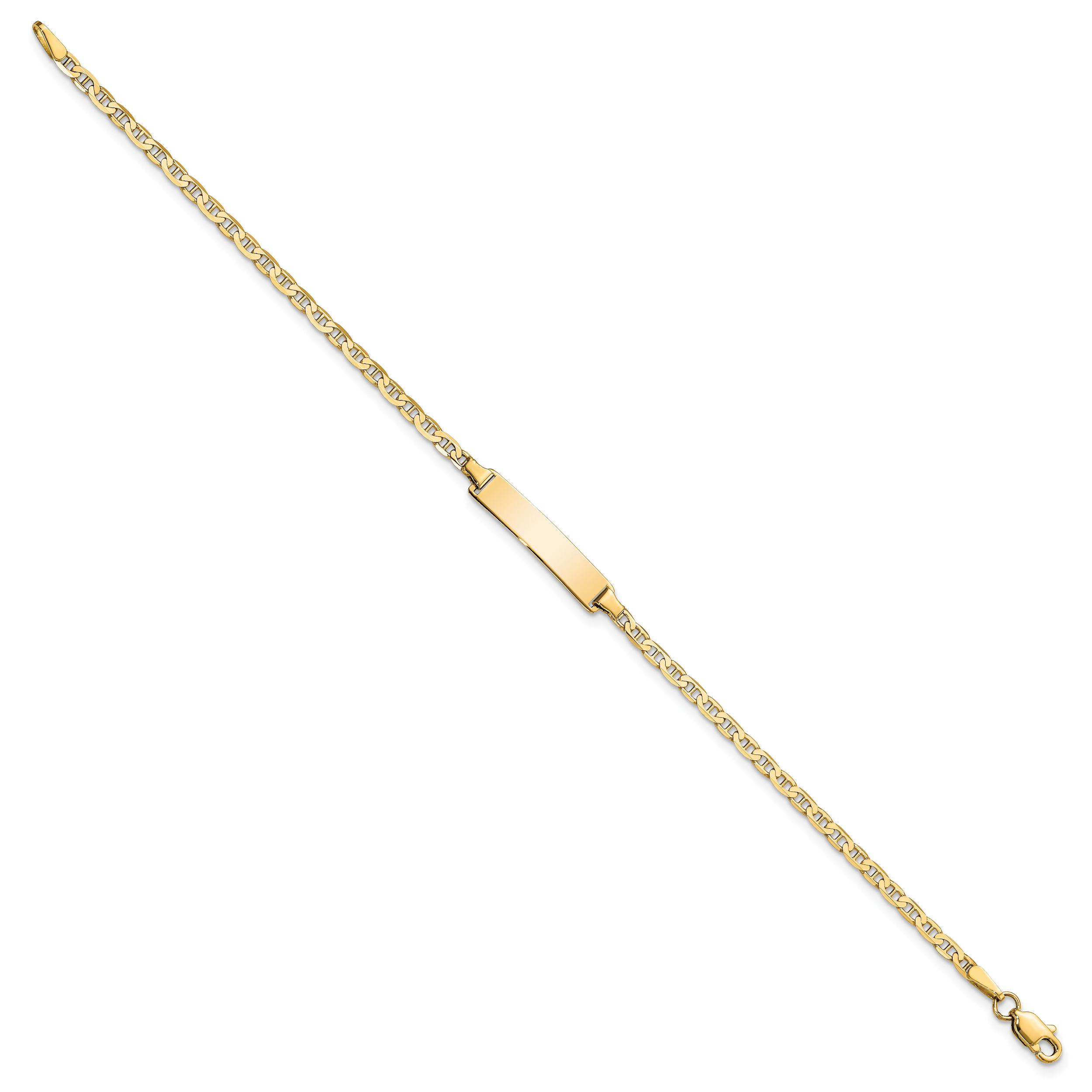 14k Polished Solid Chain/Solid Plate Flat Anchor Link 22.5x4.5mm Plate 7 inch ID Bracelet