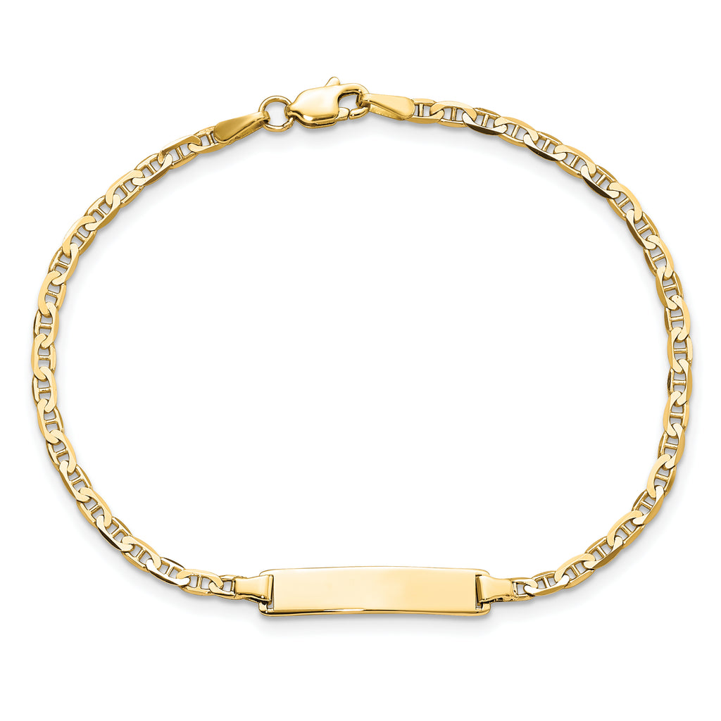 14k Polished Solid Chain/Solid Plate Flat Anchor Link 22.5x4.5mm Plate 7 inch ID Bracelet