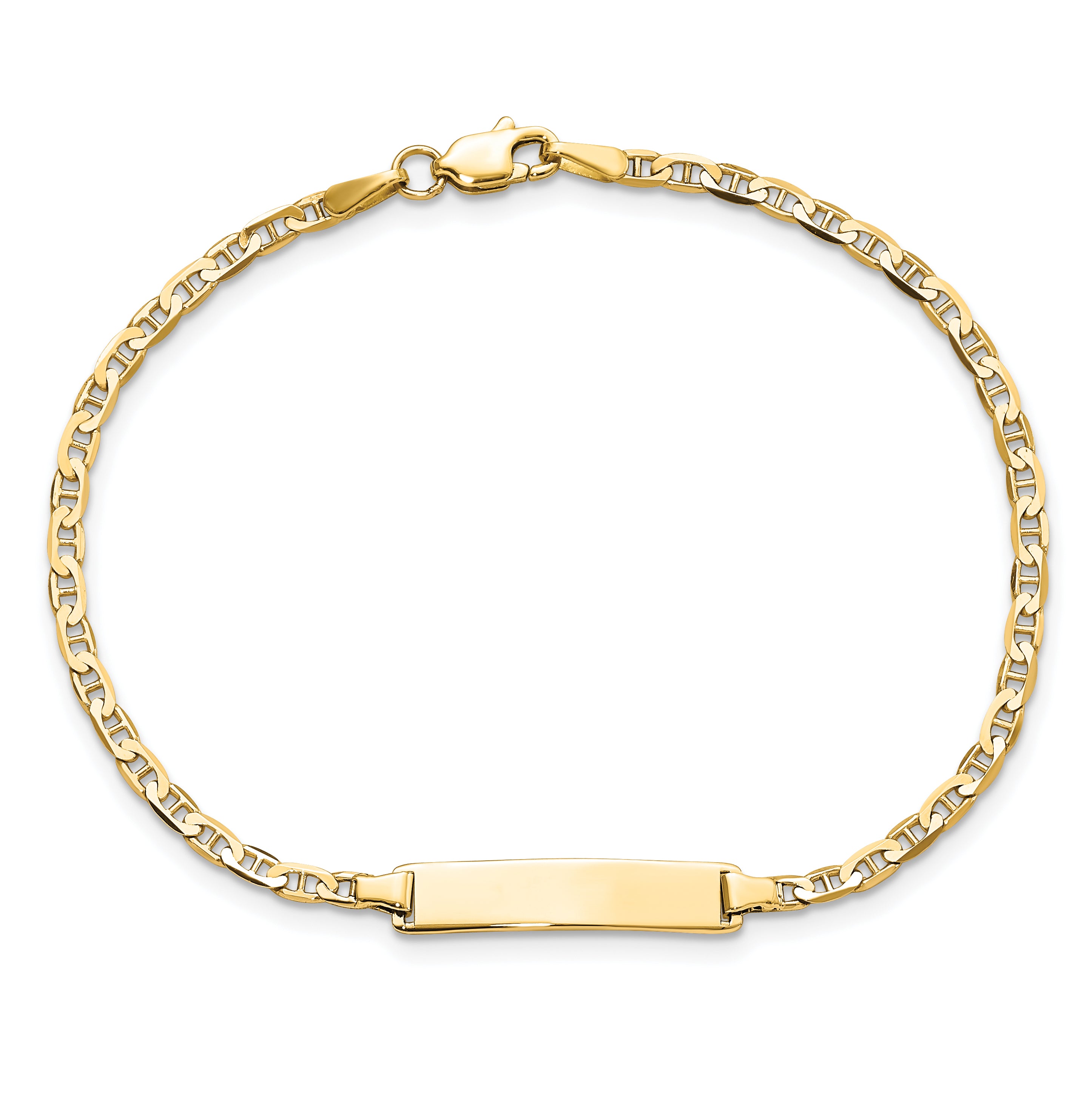 14k Polished Solid Chain/Solid Plate Flat Anchor Link 22.5x4.5mm Plate 7 inch ID Bracelet