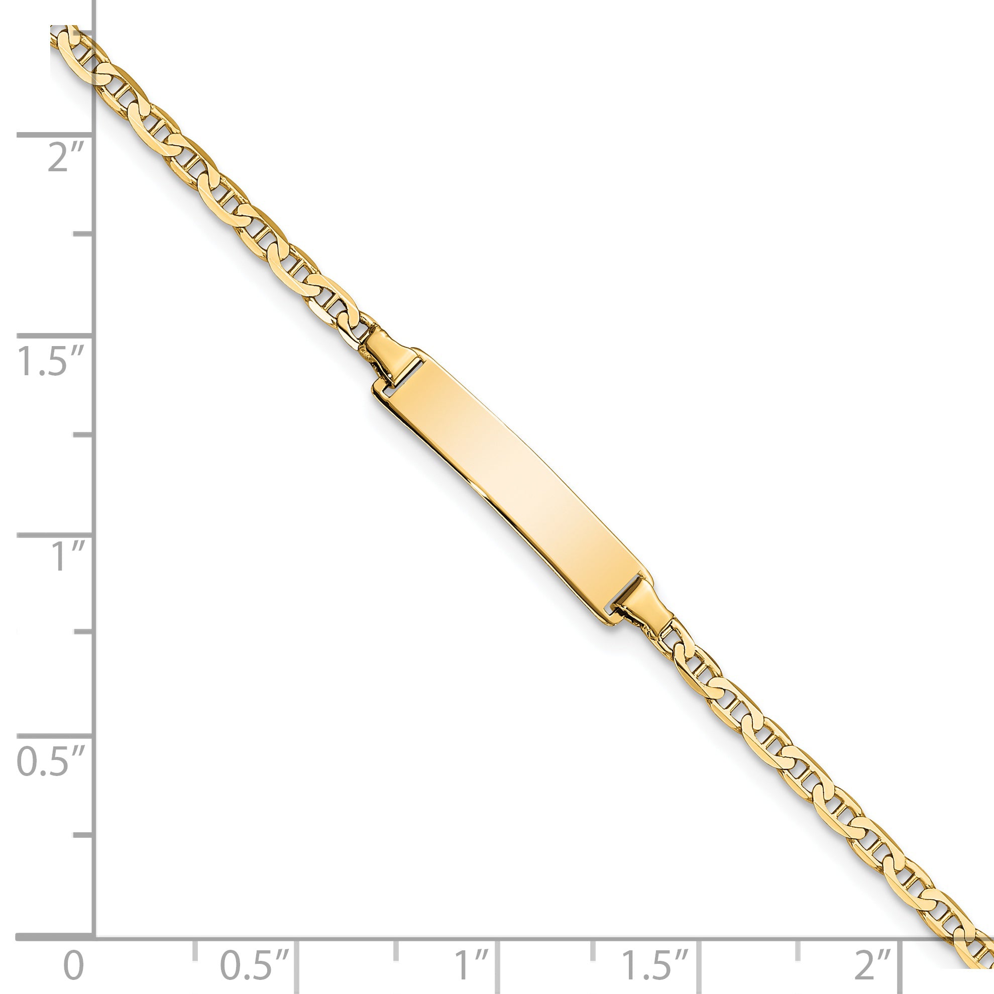 14k Polished Solid Chain/Solid Plate Flat Anchor Link 22.5x4.5mm Plate 7 inch ID Bracelet