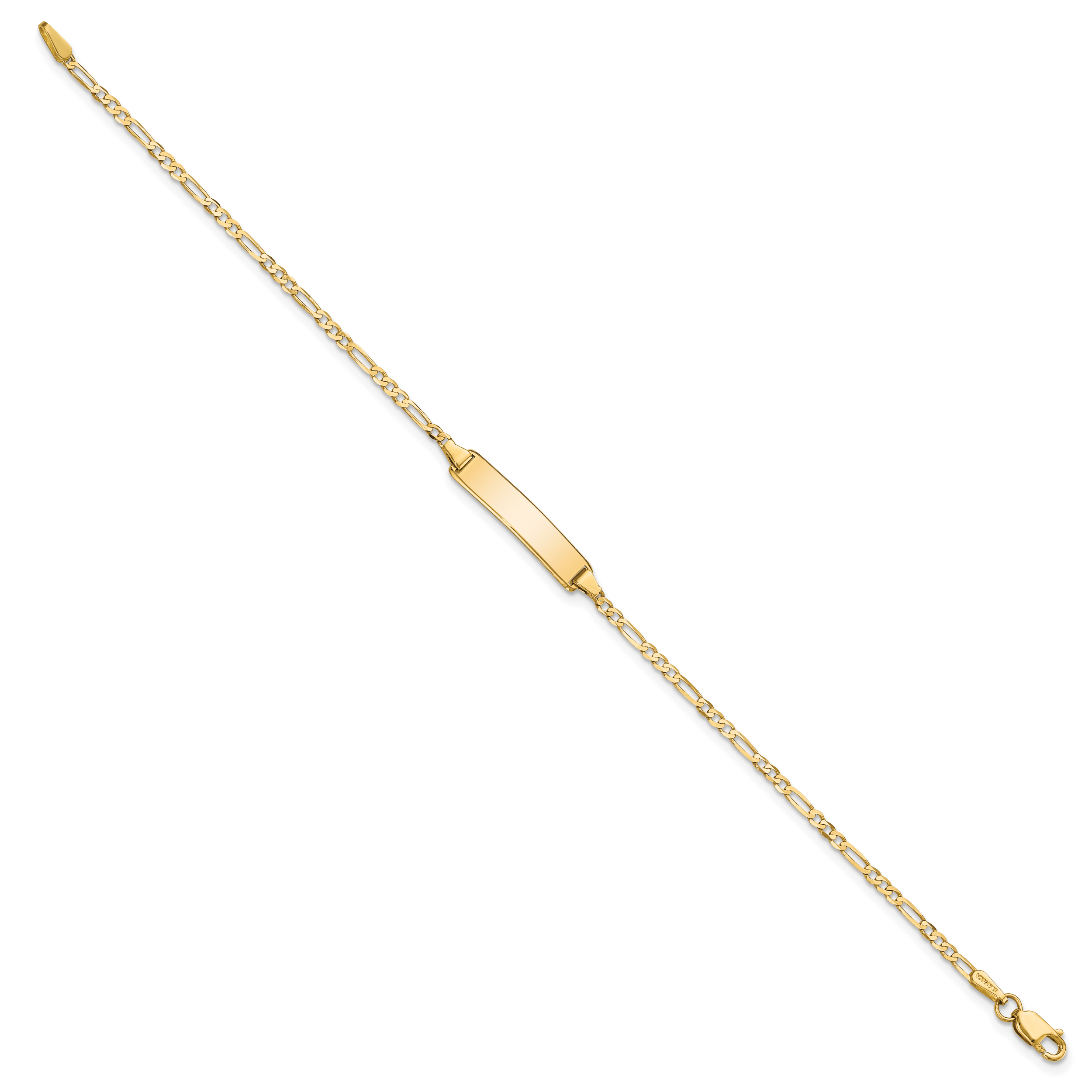 14k Polished Solid Chain/Solid Plate Flat Figaro Link 19.5x4.5mm Plate 7 inch ID Bracelet Secondary image