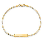 14k Polished Solid Chain/Solid Plate Flat Figaro Link 19.5x4.5mm Plate 7 inch ID Bracelet