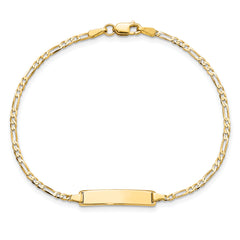 14k Polished Solid Chain/Solid Plate Flat Figaro Link 19.5x4.5mm Plate 7 inch ID Bracelet