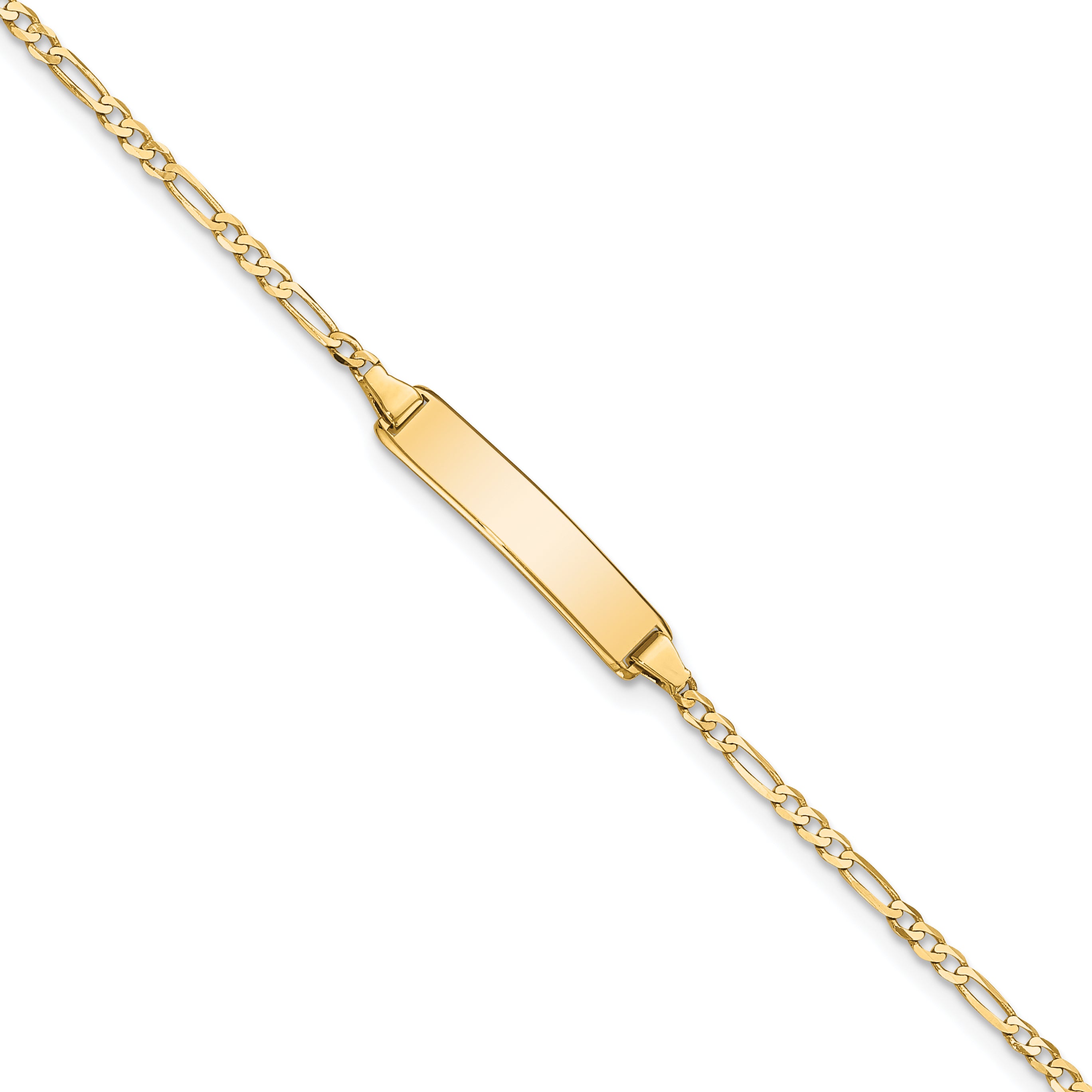 14k Polished Solid Chain/Solid Plate Flat Figaro Link 19.5x4.5mm Plate 7 inch ID Bracelet Main image