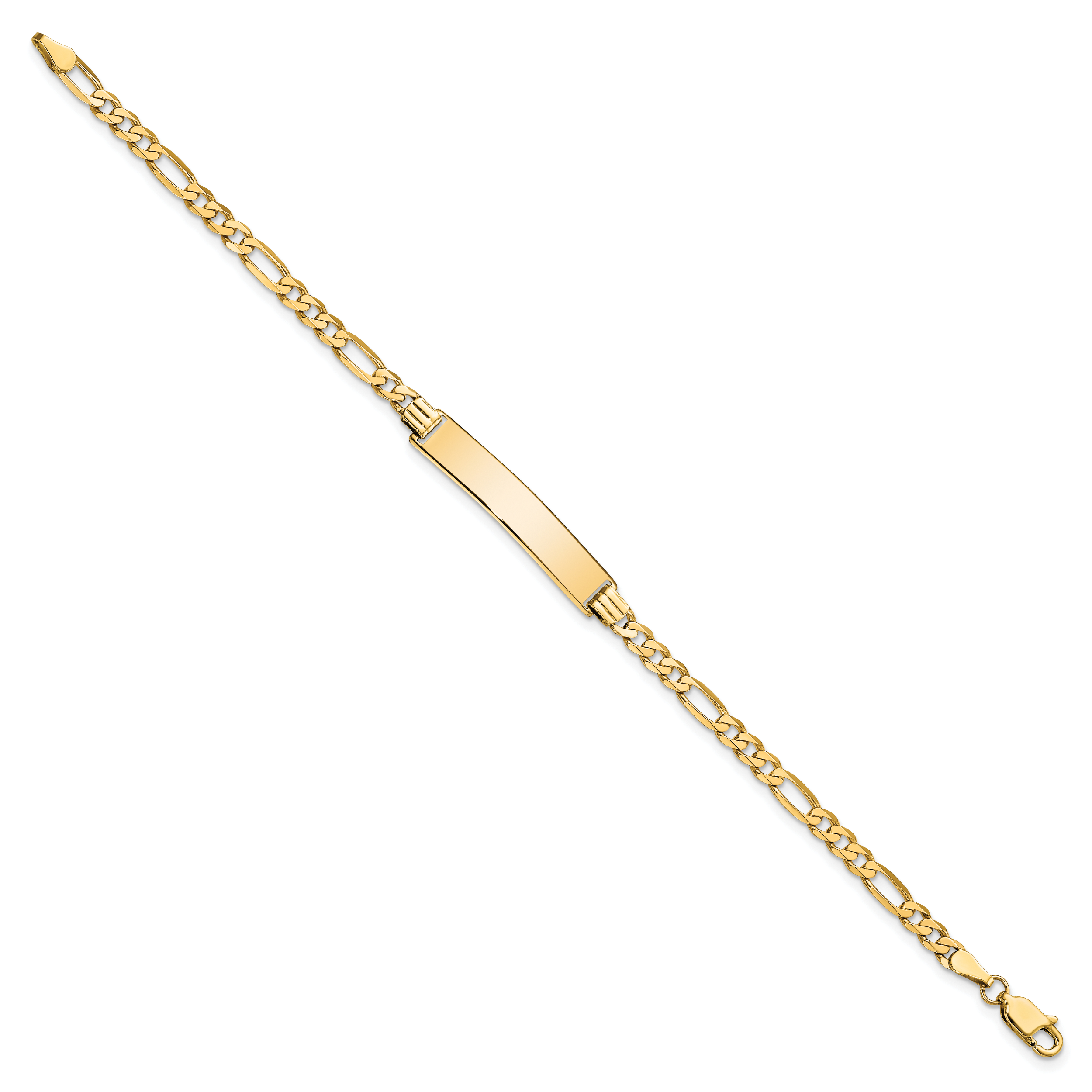 14k Polished Solid Chain/Solid Plate Flat Figaro Link 32.5x6.2mm Plate 7 inch ID Bracelet Secondary image