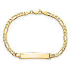 14k Polished Solid Chain/Solid Plate Flat Figaro Link  32.5x6.2mm Plate 8 inch ID Bracelet