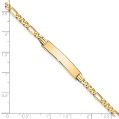 14k Polished Solid Chain/Solid Plate Flat Figaro Link  32.5x6.2mm Plate 8 inch ID Bracelet
