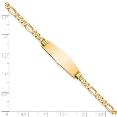 14k Polished Solid Chain/Solid Plate Flat Figaro Link Soft Diamond Shape 28x9.5mm Plate 8 inch ID Bracelet