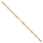 14k Polished Solid Chain/Solid Plate Flat Figaro Link 27.5x5.5mm Plate 8 inch ID Bracelet