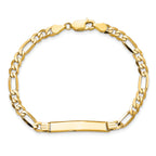 14k Polished Solid Chain/Solid Plate Flat Figaro Link 27.5x5.5mm Plate 8 inch ID Bracelet