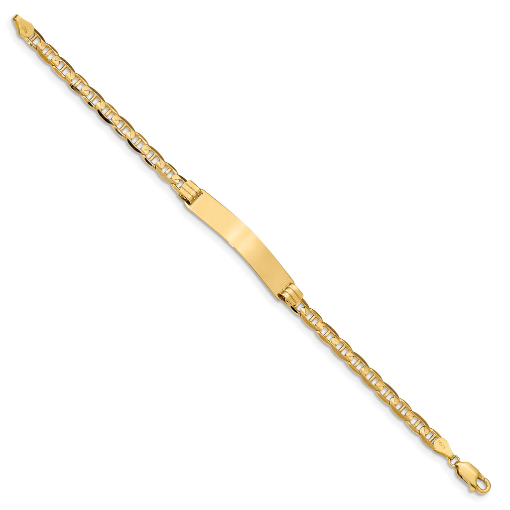14k Polished Solid Chain/Solid Plate Anchor Link 33.5x7mm Plate ID Bracelet