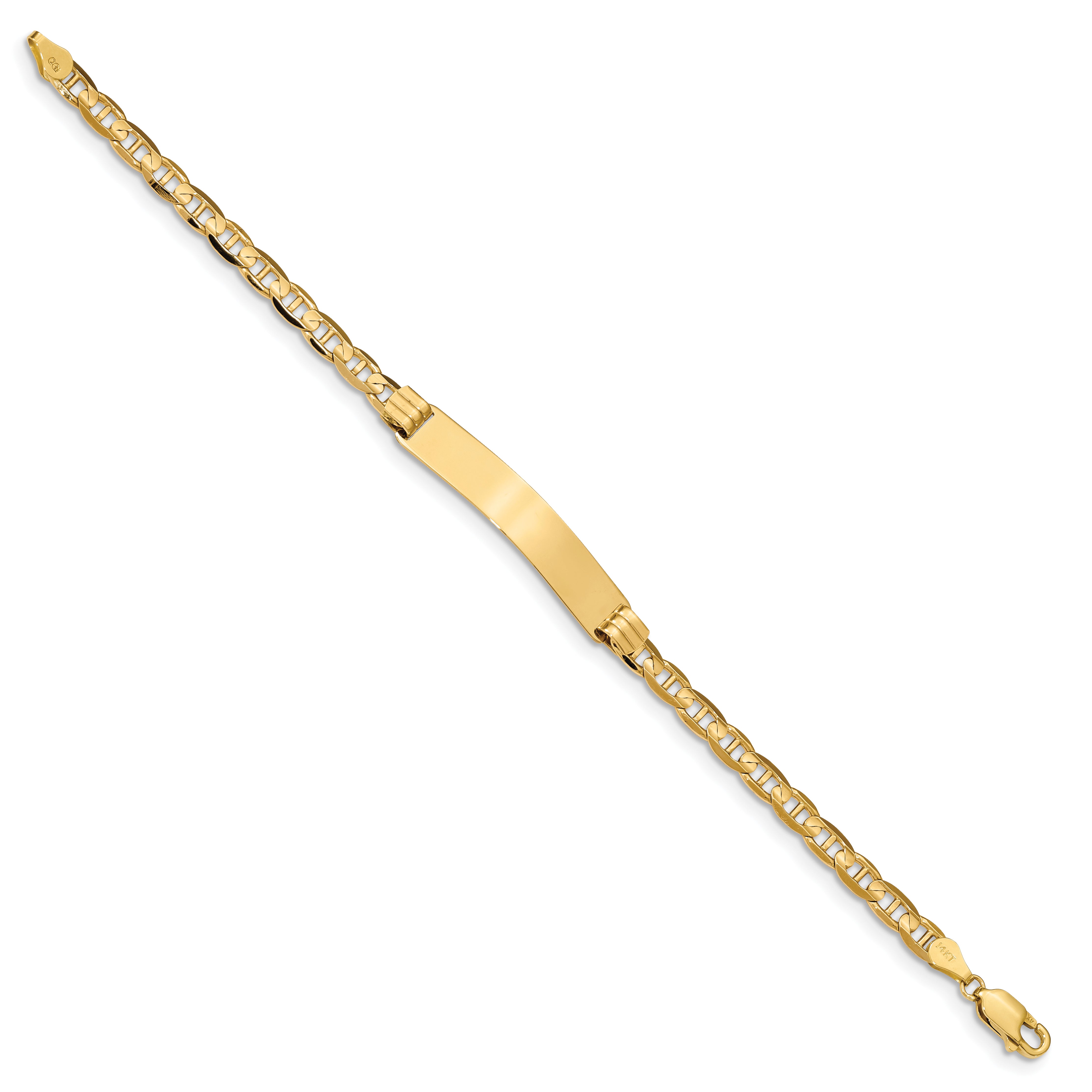14k Polished Solid Chain/Solid Plate Anchor Link 33.5x7mm Plate 8 inch ID Bracelet