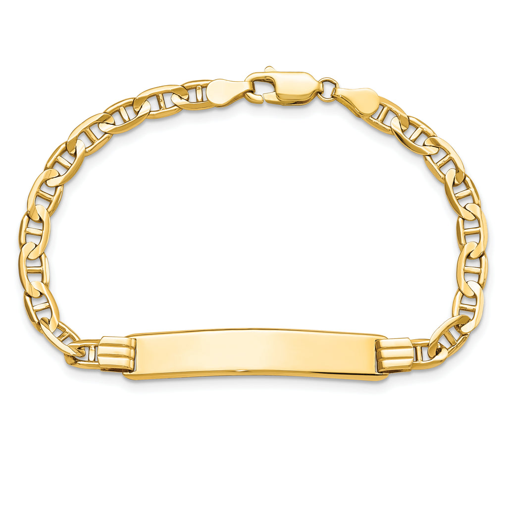 14k Polished Solid Chain/Solid Plate Anchor Link 33.5x7mm Plate ID Bracelet